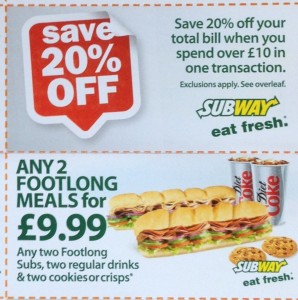 Subway coupons