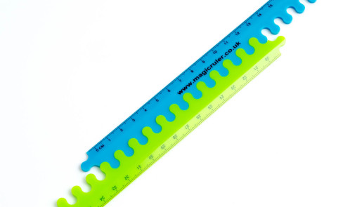 blue green jigsaw ruler together