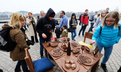 Aldi chocolate roast promo on south bank. EDITORIAL USE ONLY PRESS ASSOCIATION Photo. Picture date: Thursday March 23, 2015. Photo credit should read: Frantzesco Kangaris/PA Wire